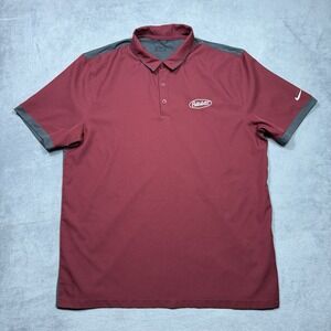 Nike Golf Polo Shirt Mens L Maroon Gray Colorblock Dri-Fit PETERBILT Logo